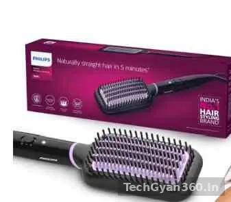 Philips Hair Straightener Brush BHH880 – SilkProtect Keratin, 50s heat-up